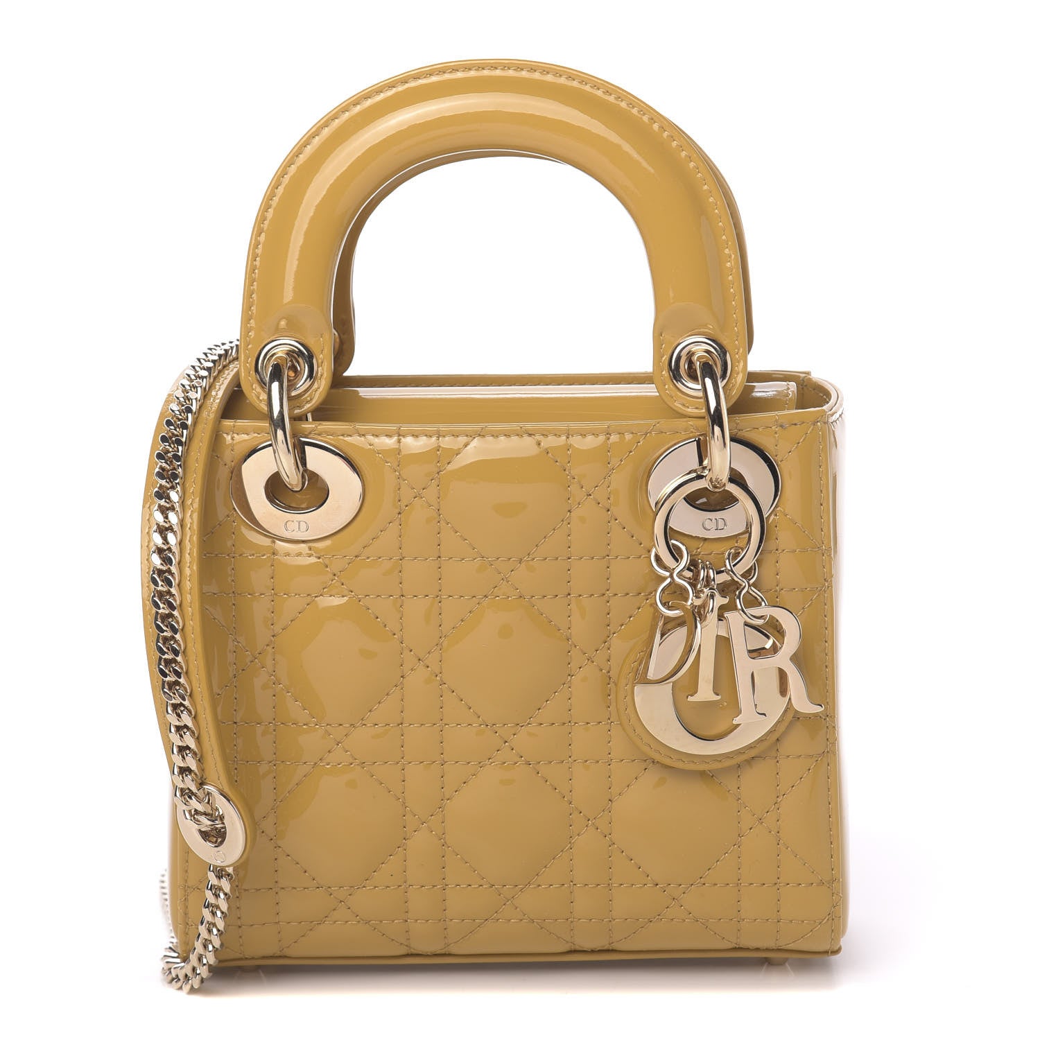 Christian Dior Patent Cannage Mini Lady Dior Yellow 1 of 11