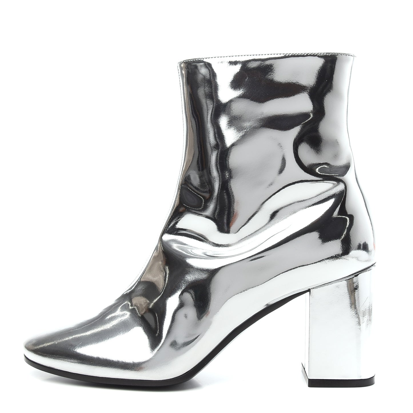 Miroir Calfskin Ankle Booties 40 Argent