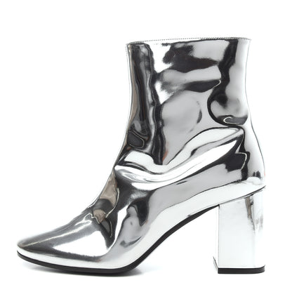 Balenciaga Miroir Calfskin Ankle Booties 40 Argent 1 of 7