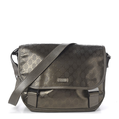 Gucci Imprime Monogram Medium Double Buckle Flap Messenger Bag Pewter 1 of 9