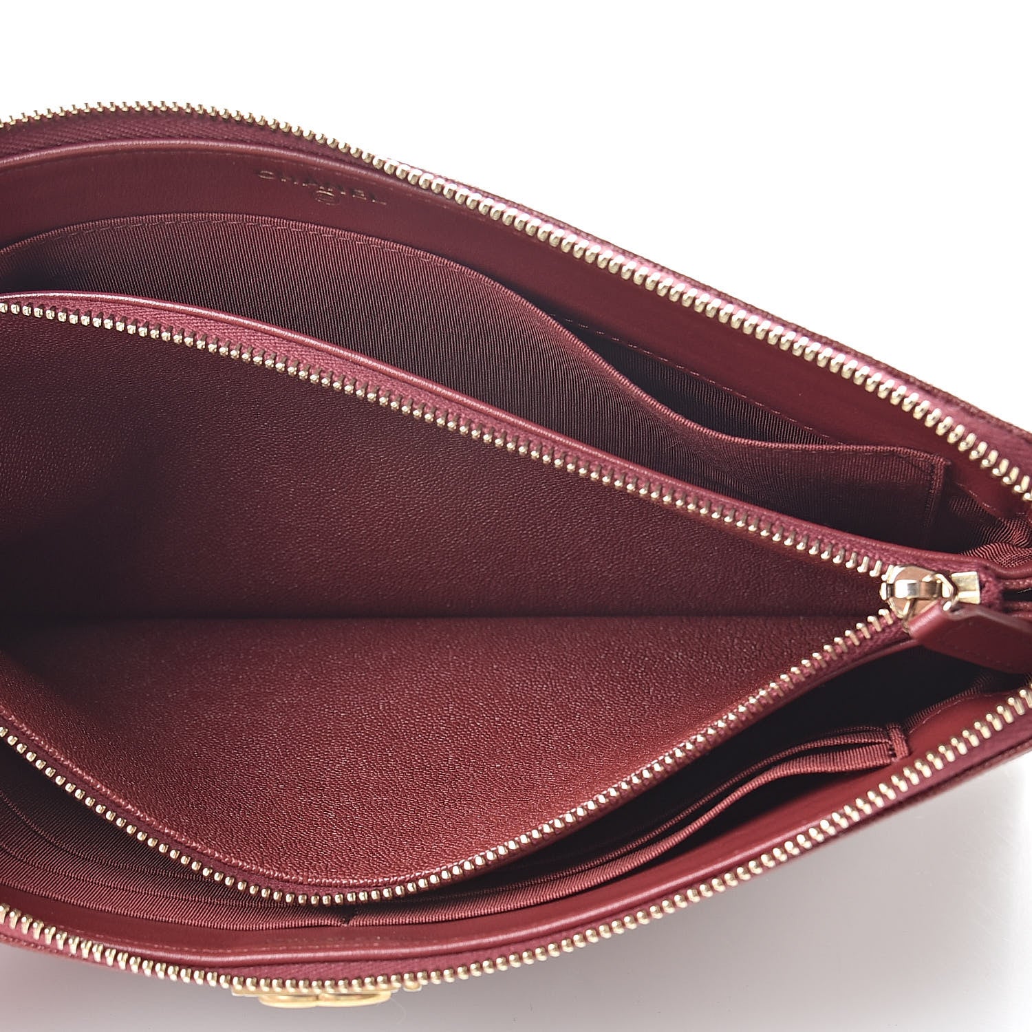 Chanel Caviar Quilted Small Zipped Boy Pouch Burgundy 6 of 10