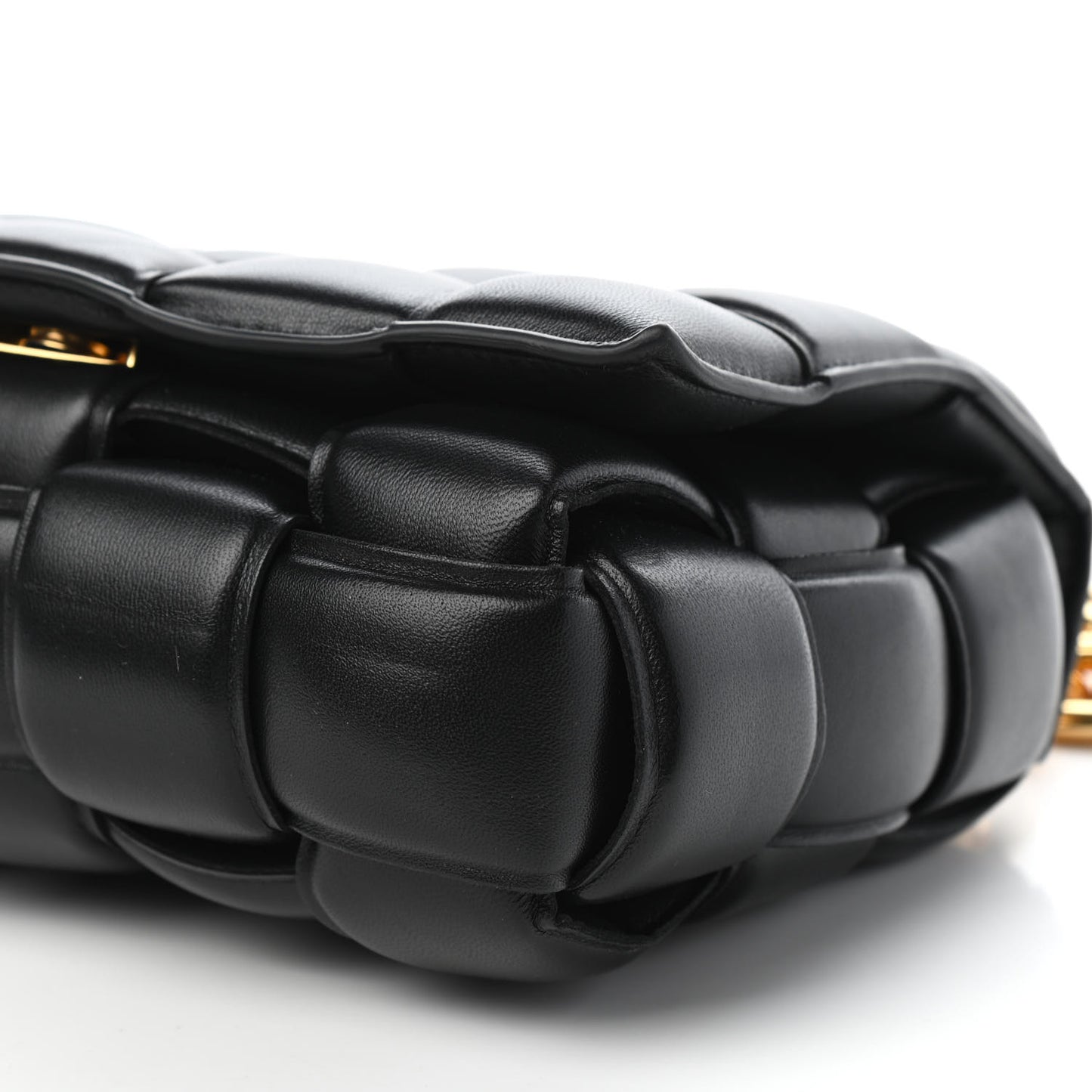 Lambskin Maxi Intreccio Padded Chain Cassette Crossbody Bag Black