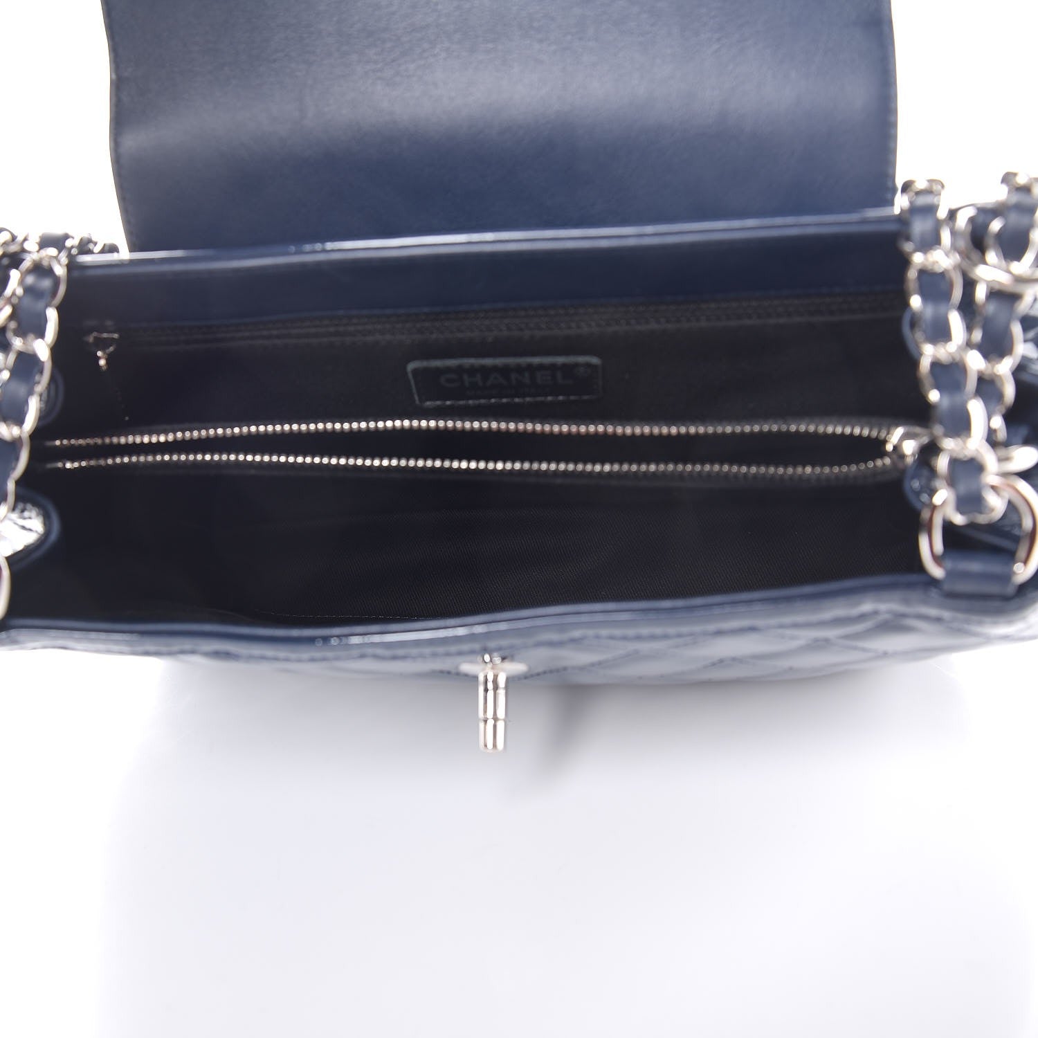 Chanel Patent Quilted Large Coco Shine Accordion Flap Dark Navy Blue 5 of 7