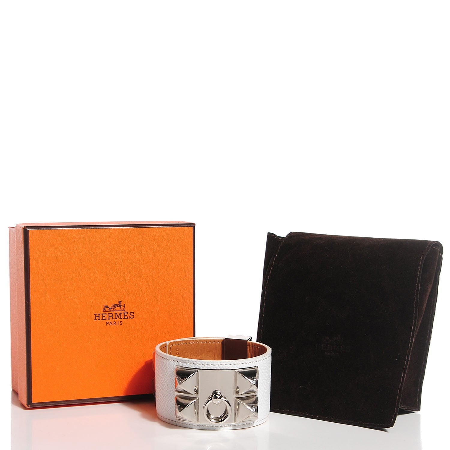 Hermes Epsom Collier de Chien CDC Bracelet Large White 4 of 7