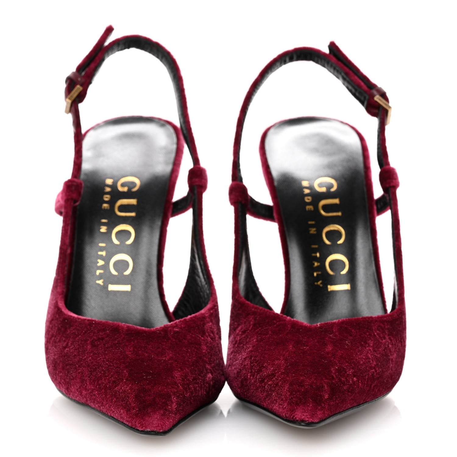 Gucci Velvet GG Monogram Slingback 115mm Pumps 35 Burgundy 3 of 9