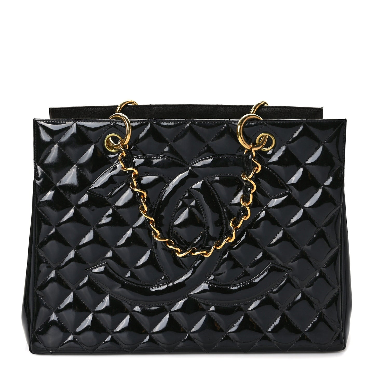 Patent Quilted Grand Shopping Tote GST Black