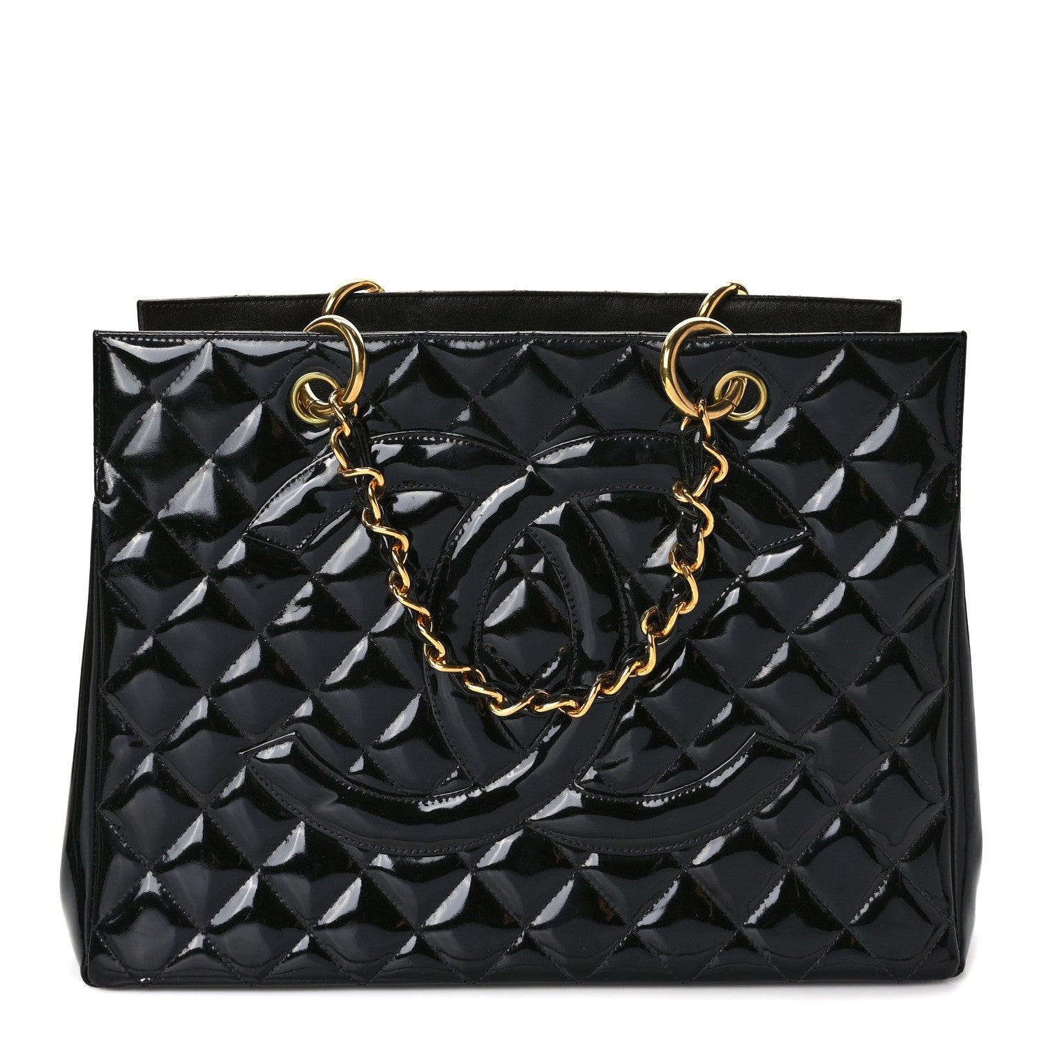 Chanel Patent Quilted Grand Shopping Tote GST Black 1 of 11