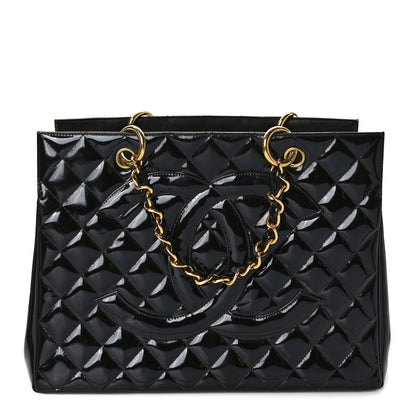 Chanel Patent Quilted Grand Shopping Tote GST Black 1 of 11