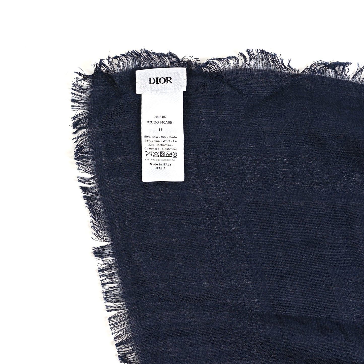 Wool Silk Oblique Shawl Blue