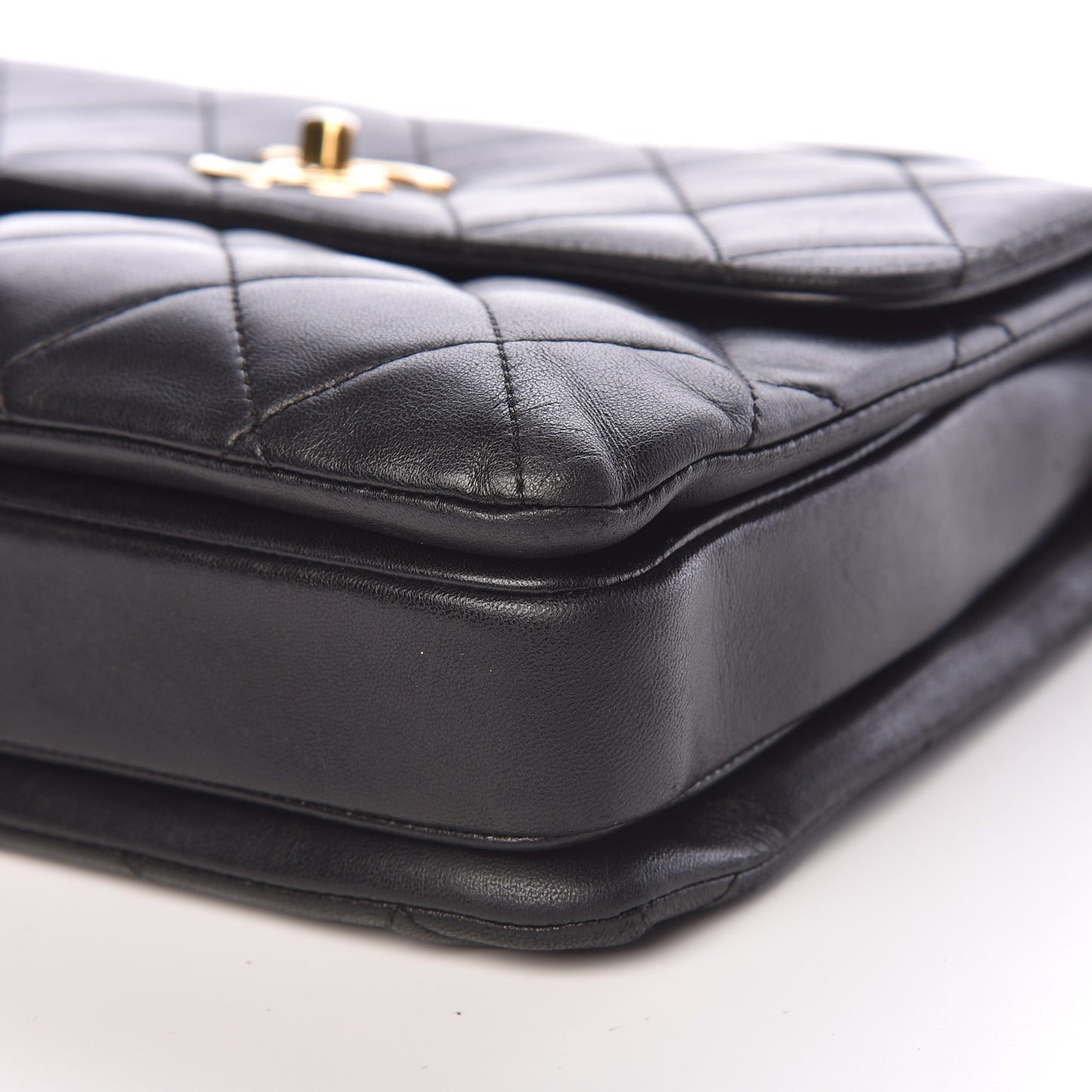 Lambskin Quilted Small Trendy CC Dual Handle Flap Bag Black