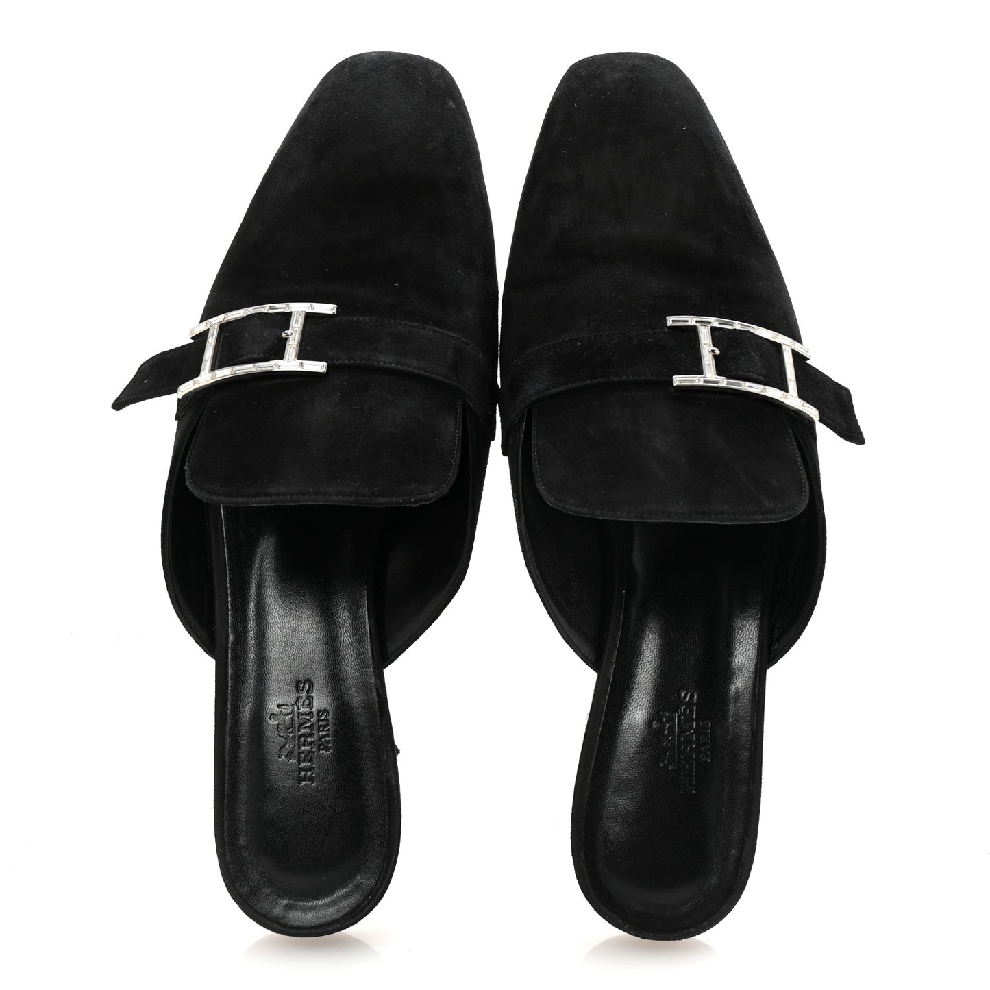 Velvet Goatskin Crystal Beauty Mules 39 Black