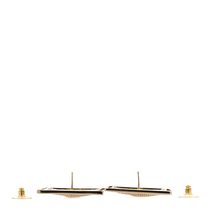 Chanel Metal Crystal Square CC Earrings Gold 3 of 5