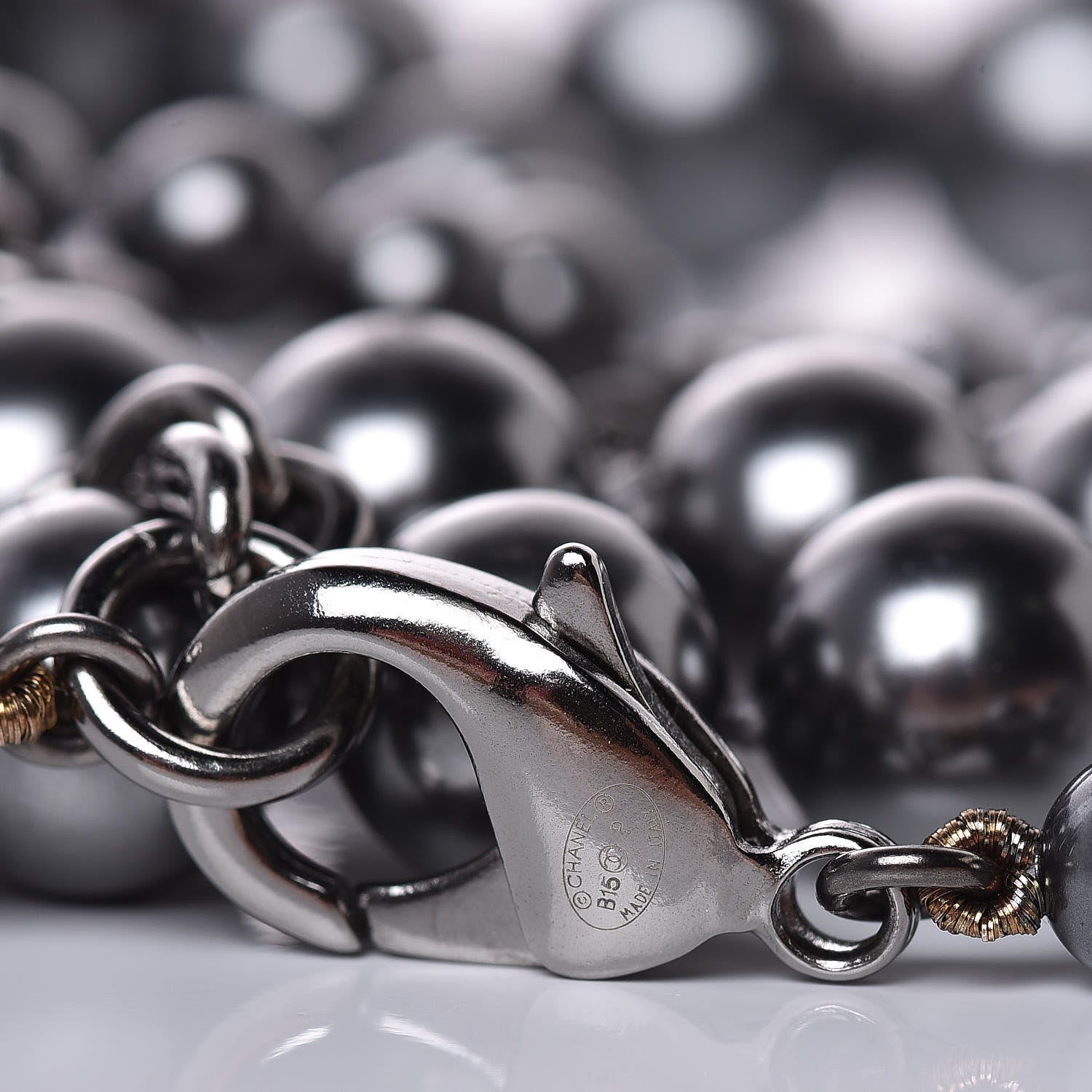 Chanel Ruthenium Graduated Pearl CC Long Necklace Dark Grey 4 of 7