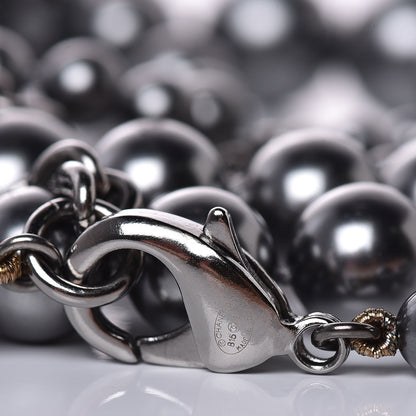 Chanel Ruthenium Graduated Pearl CC Long Necklace Dark Grey 4 of 7