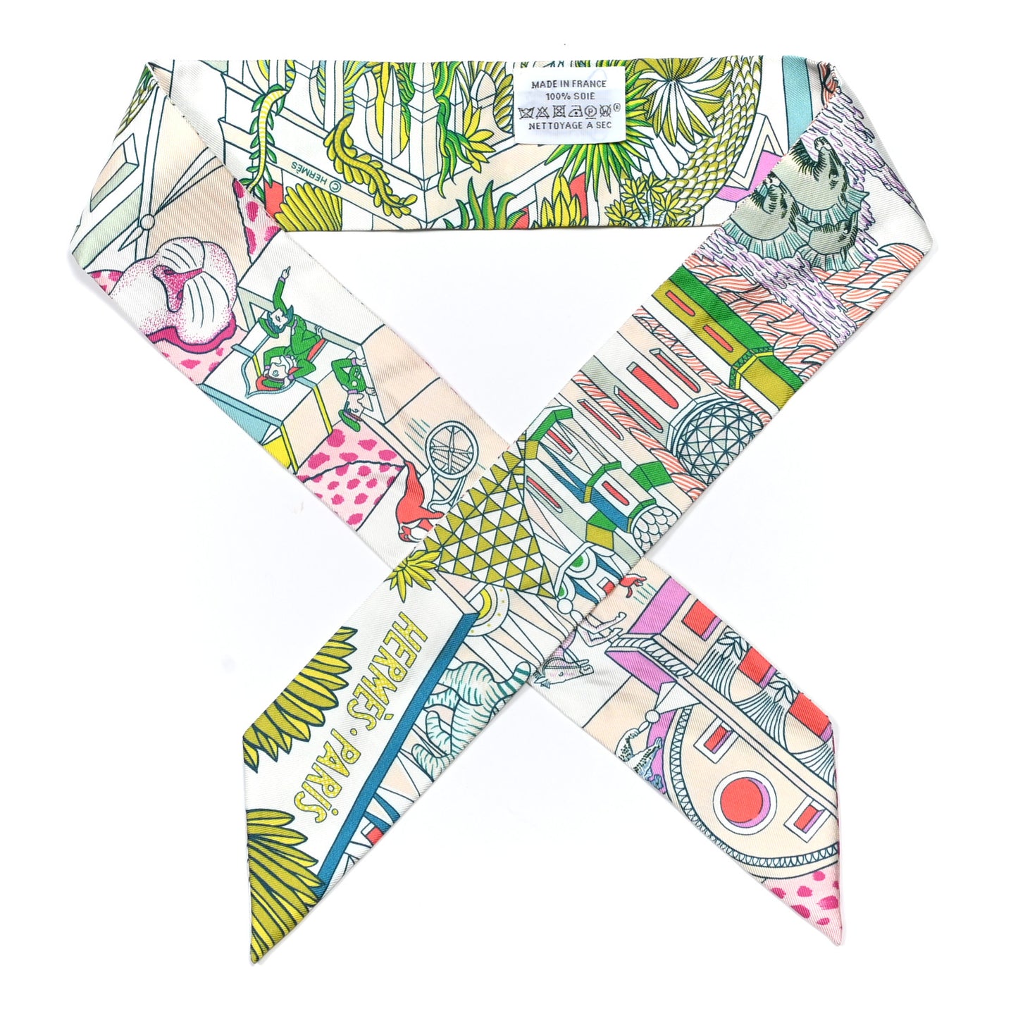Silk Animapolis Twilly White Vert Rose