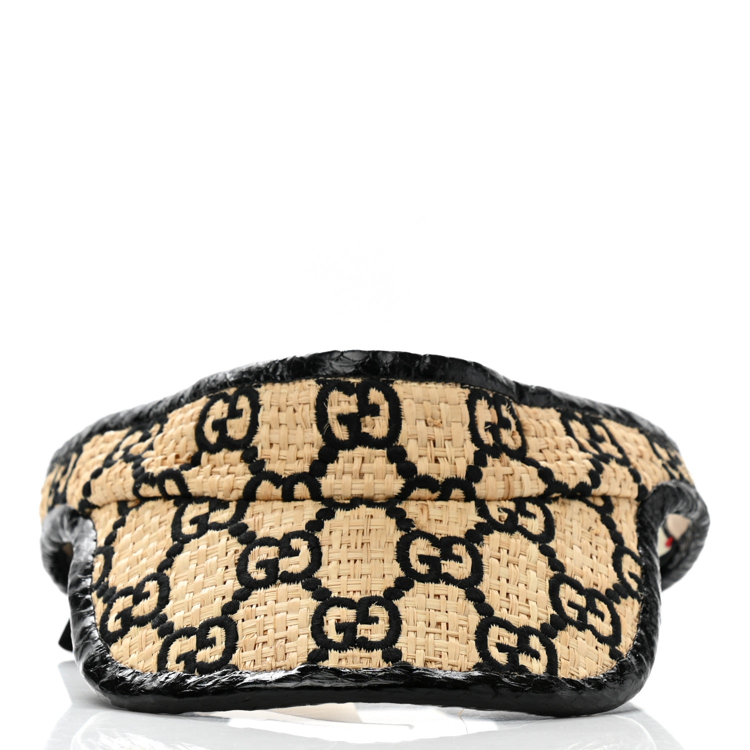 Gucci Raffia Elaphe GG Monogram Embroidered Afraa Visor M Ivory Black 3 of 10