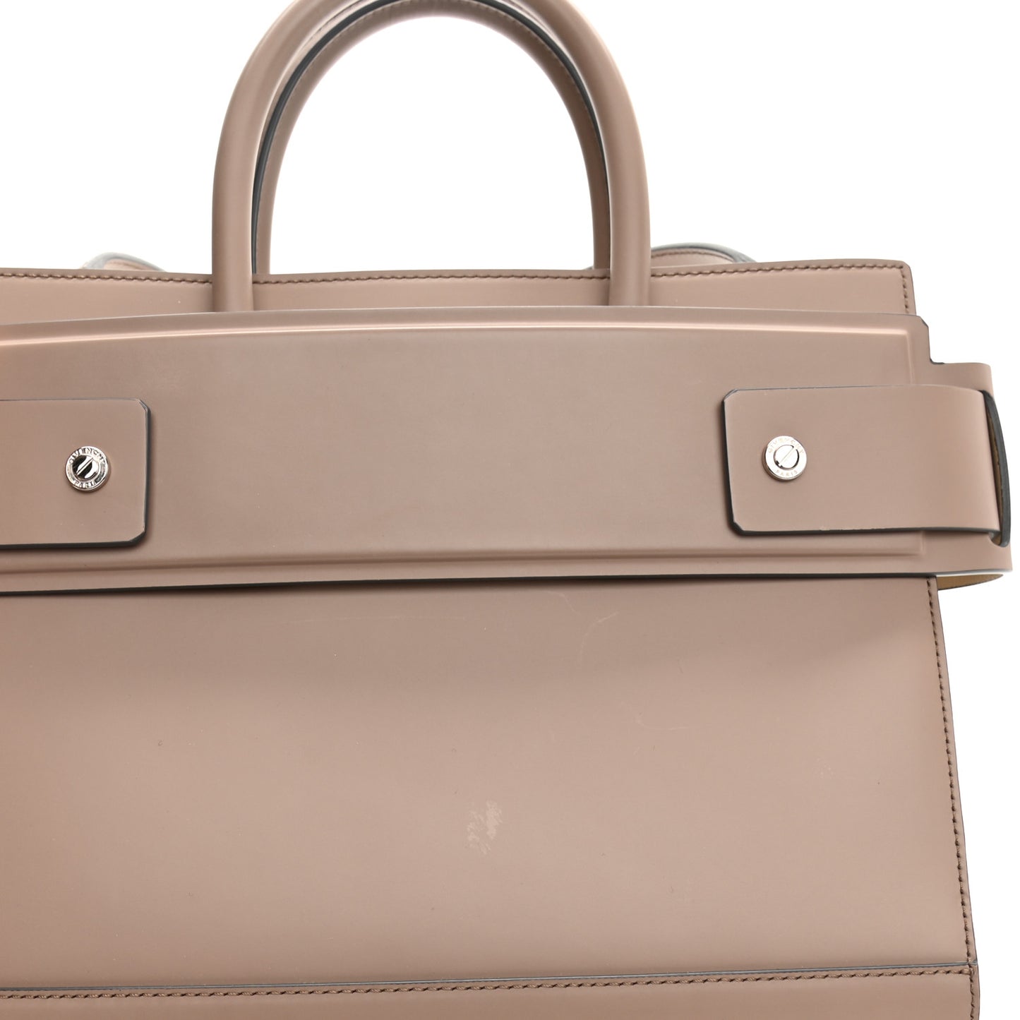 Smooth Calfskin Small Horizon Satchel Linen
