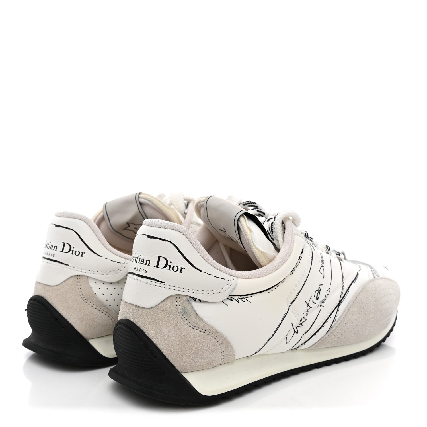 Christian Dior Calfskin Nylon Womens D-Sketch Sneakers 39 White 5 of 11