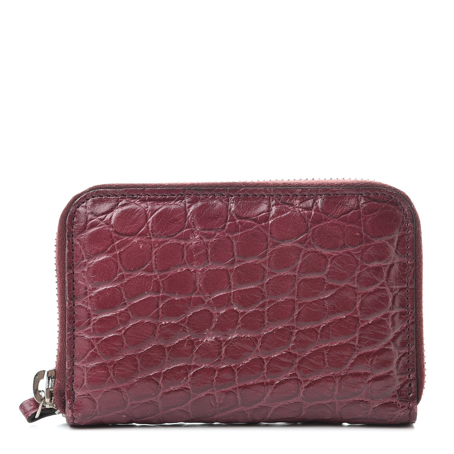 Crocodile Zip Around Card Case Cherry Gloss