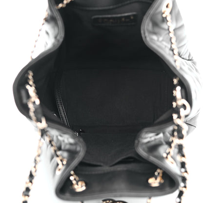 Chanel Lambskin Quilted Chain Drawstring Bag Black 5 of 9