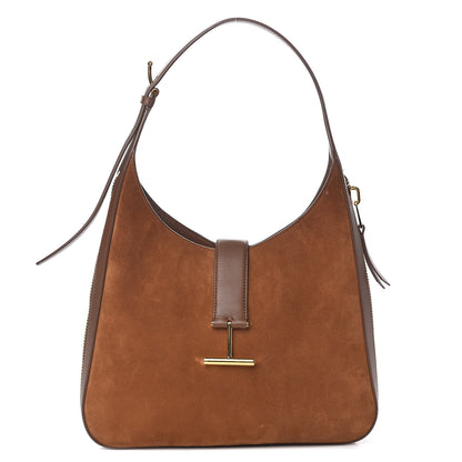 Tom Ford Suede Calfskin Tara Hobo Wood 1 of 11