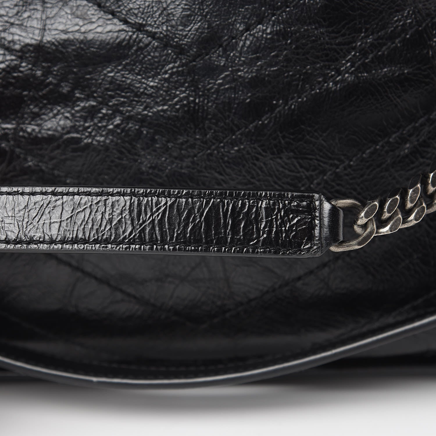 Saint Laurent Crinkled Calfskin Matelasse Monogram Large Niki Chain Satchel Black 12 of 13