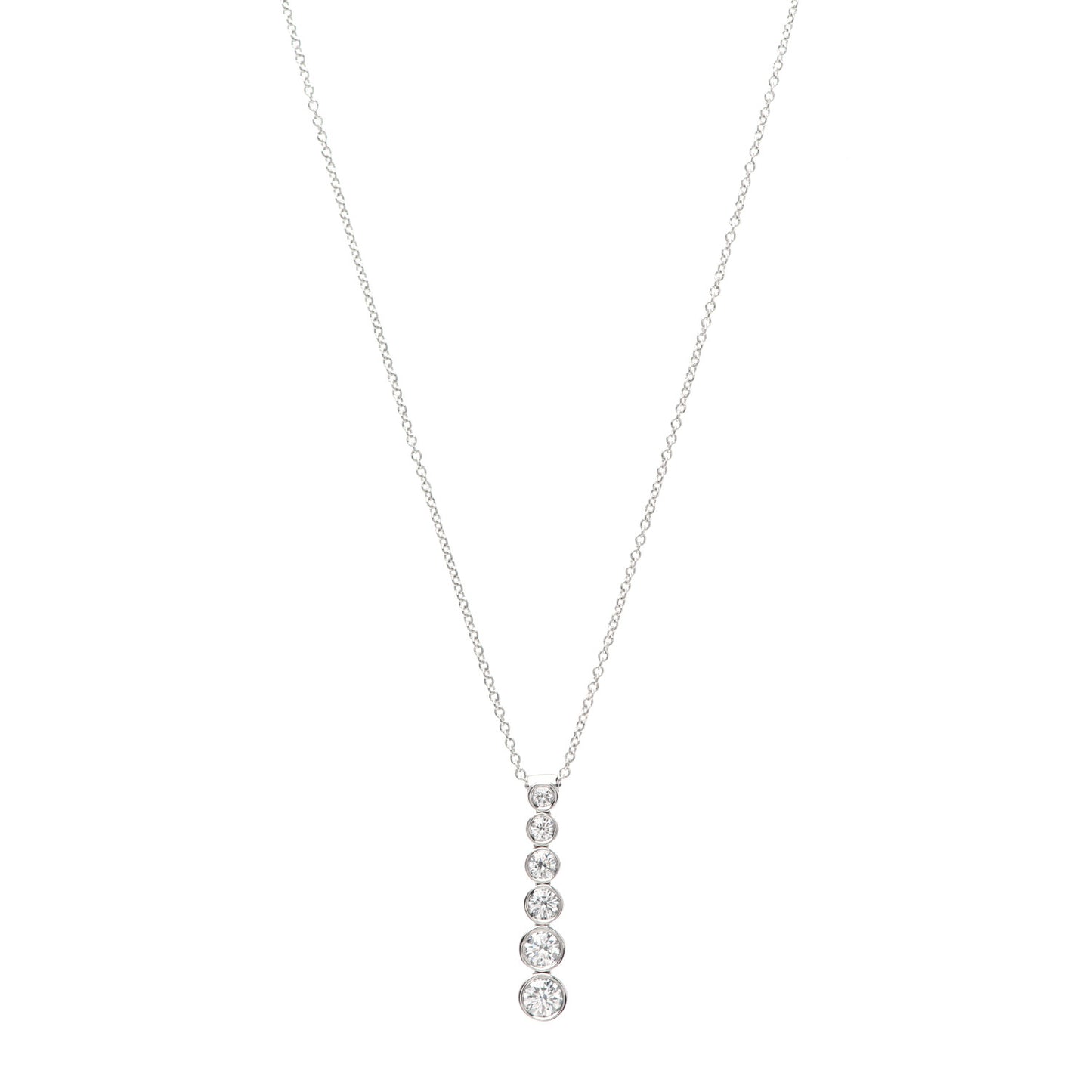 Platinum Diamond Jazz Graduated Drop Pendant Necklace