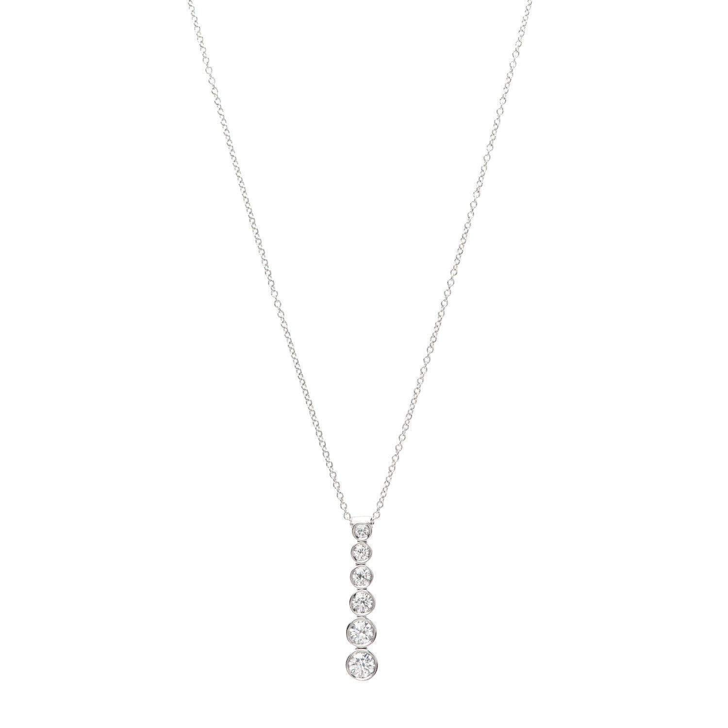 Tiffany Platinum Diamond Jazz Graduated Drop Pendant Necklace 1 of 6