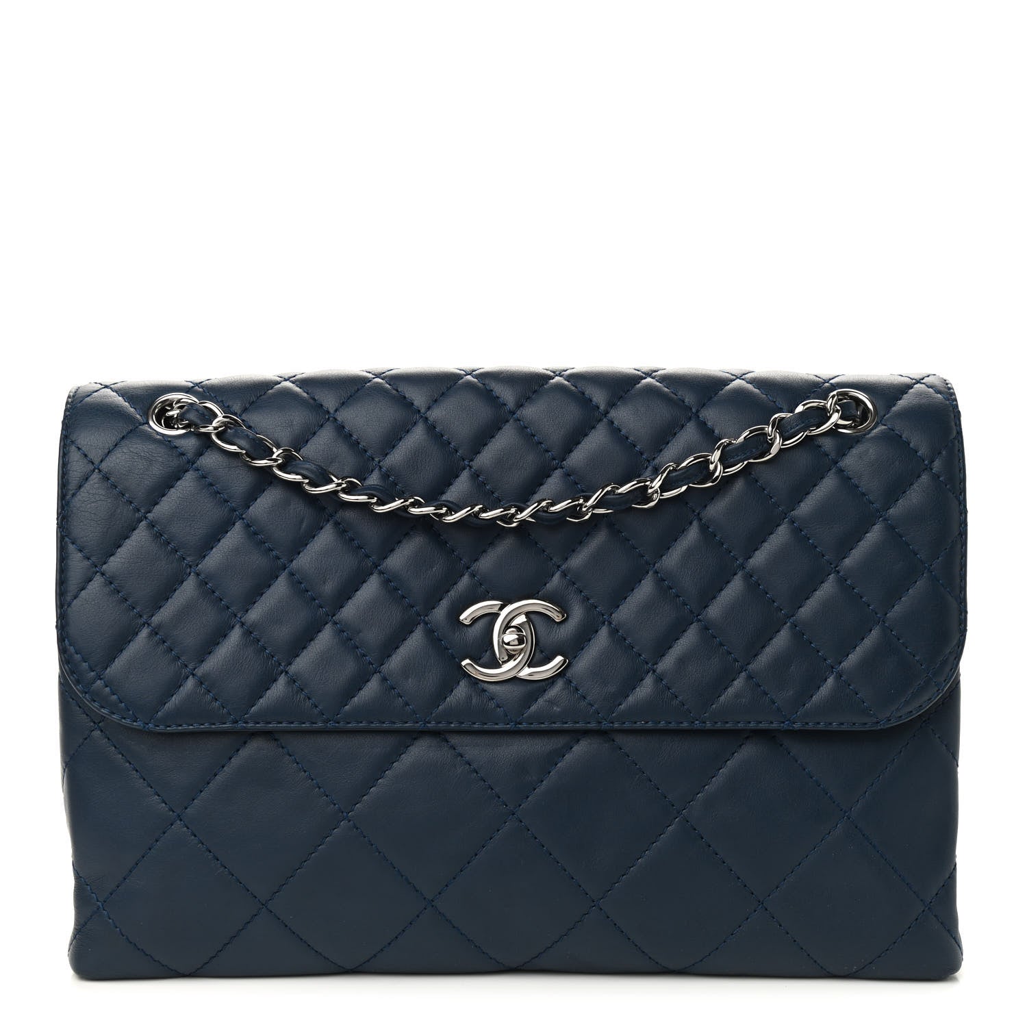 Chanel Calfskin Quilted In the Business Flap Dark Navy Blue 1 of 9