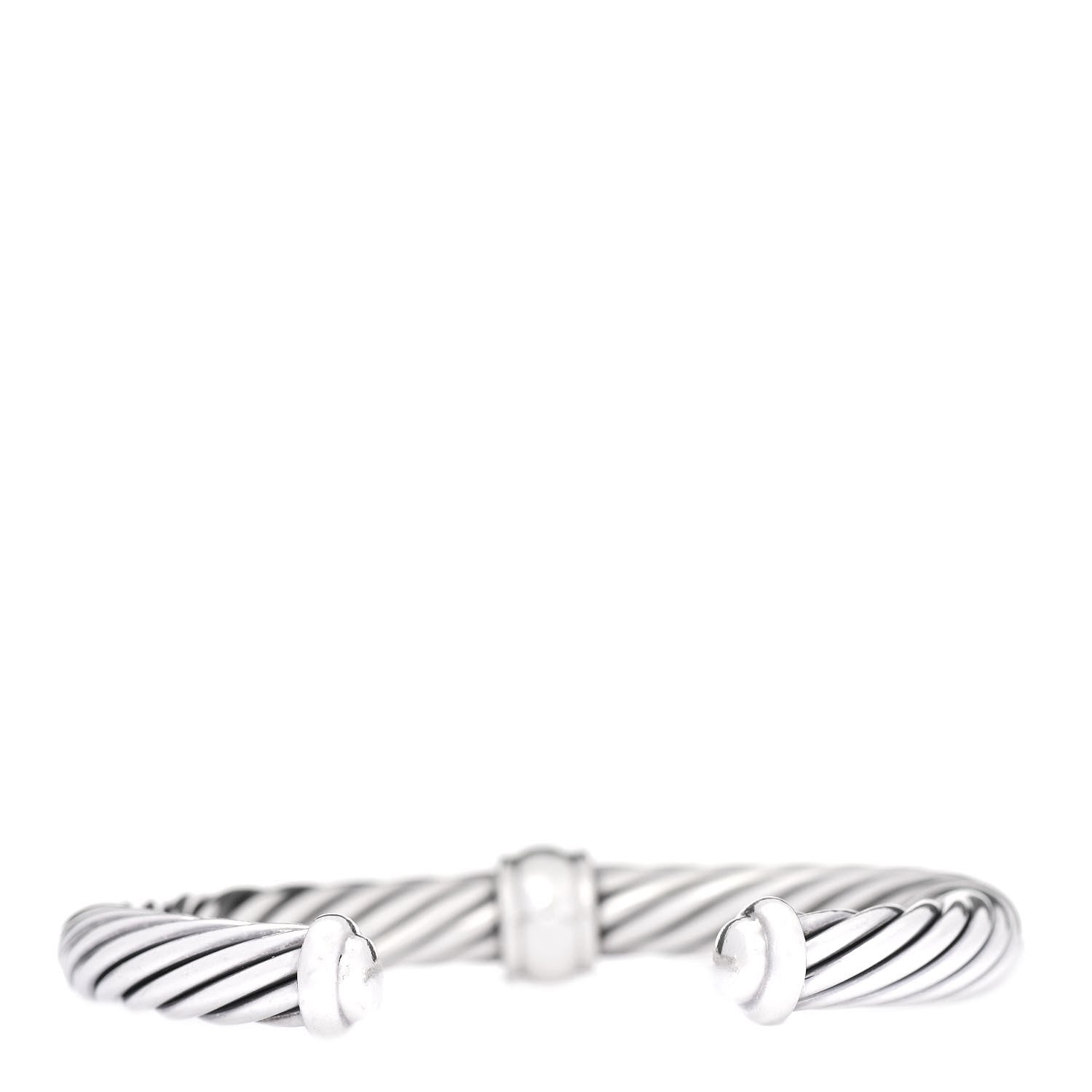 David Yurman Sterling Silver Black Diamond 7mm Cable Classics Station Bracelet 3 of 6