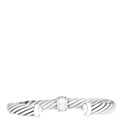 David Yurman Sterling Silver Black Diamond 7mm Cable Classics Station Bracelet 3 of 6
