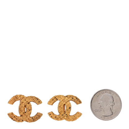 Chanel Quilted CC Clip On Earrings Gold 2 of 6