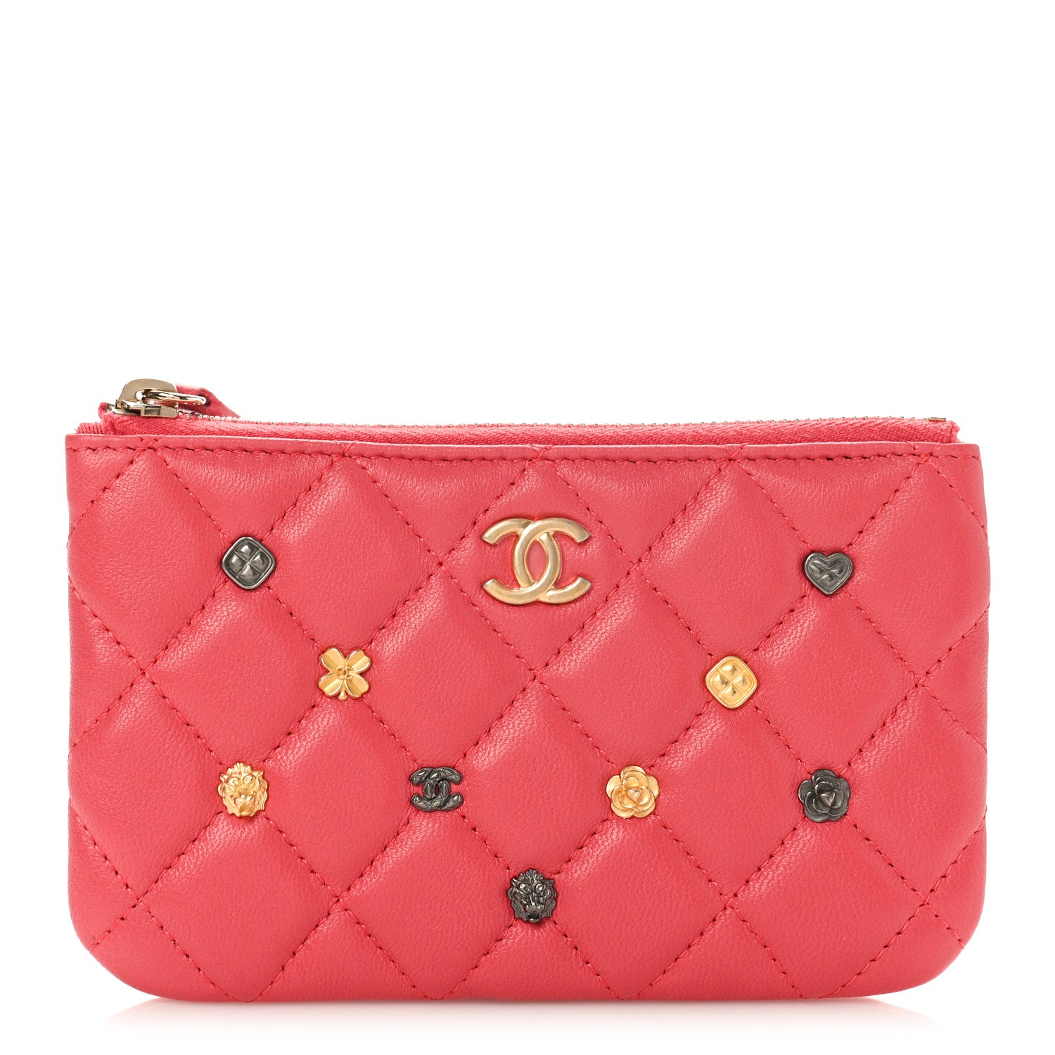Chanel Lambskin Quilted Small Lucky Charms Cosmetic Case Pink 1 of 9