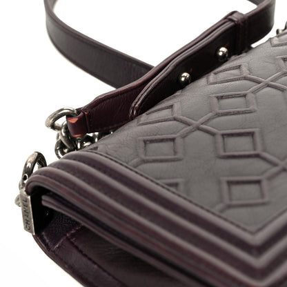 Chanel Calfskin Crystal Embossed Medium Boy Flap Plum 11 of 11