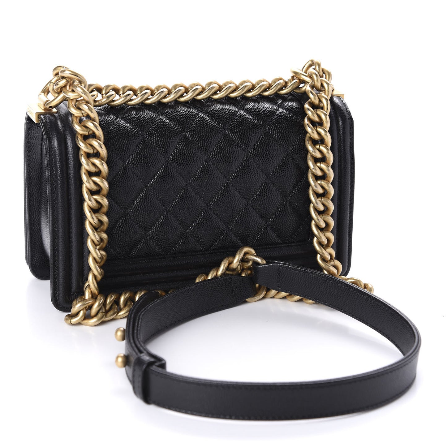 Caviar Quilted Small Boy Flap Black