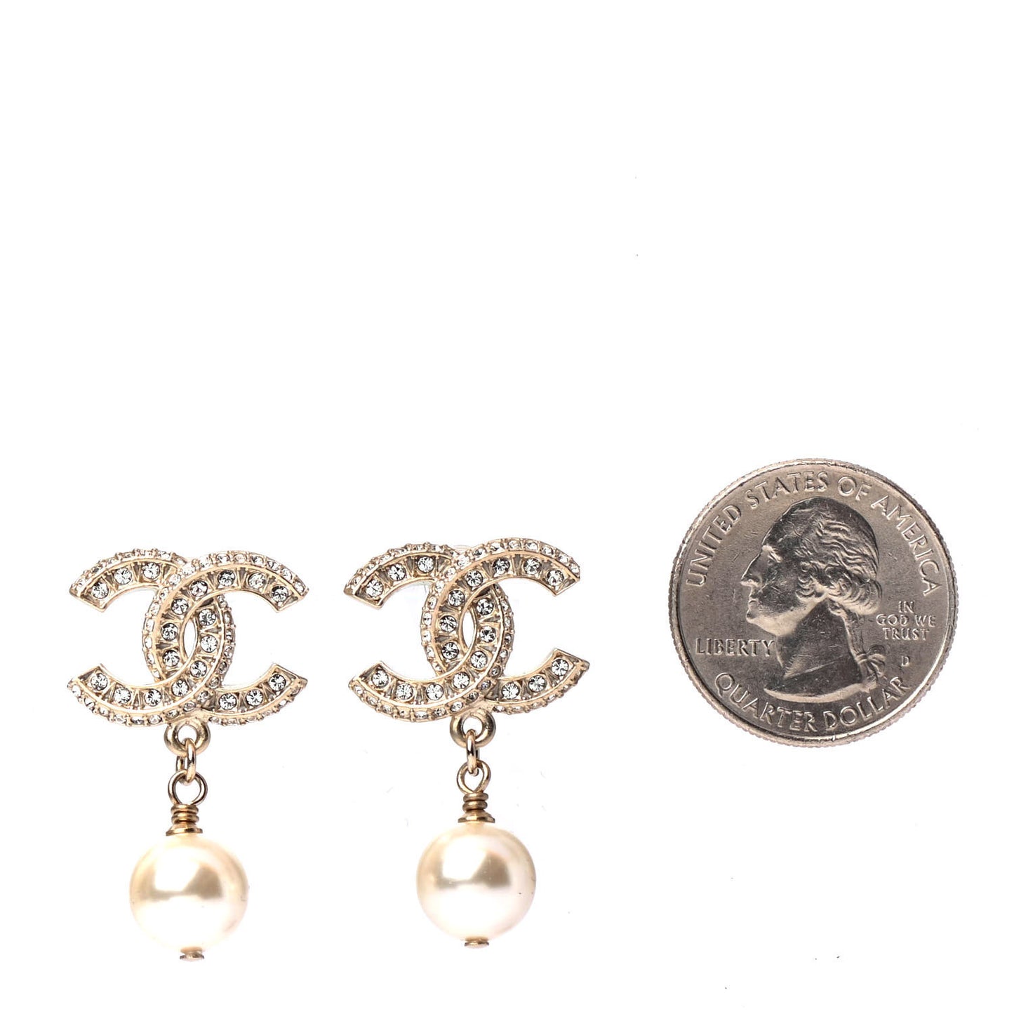 Crystal Textured CC Drop Earrings Gold