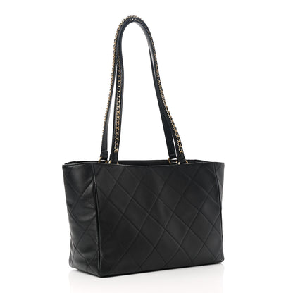 Chanel Calfskin Quilted Chain Shopping Tote Black 2 of 10