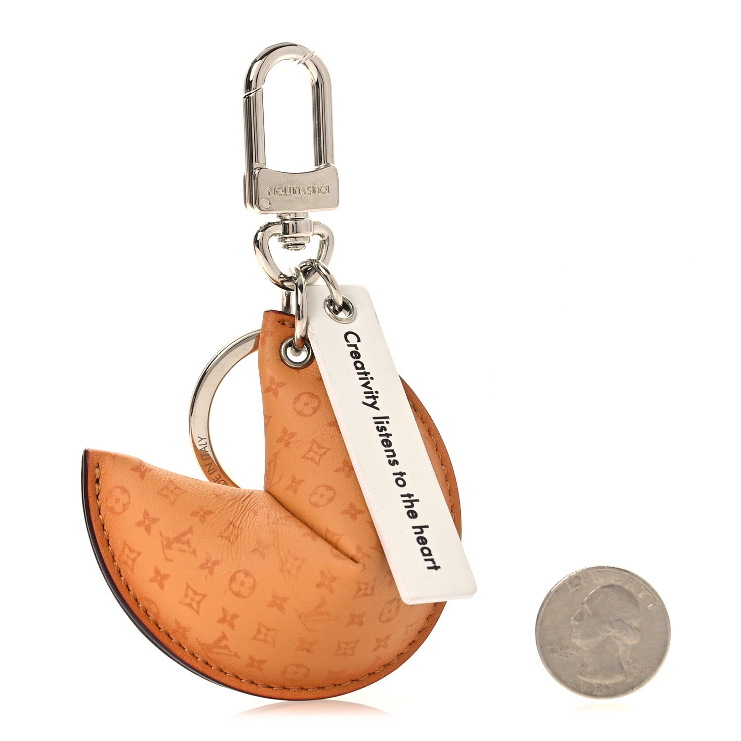 Louis Vuitton Calfskin Monogram Printed LV Fortune Cookie Bag Charm Key Holder Brown 2 of 4