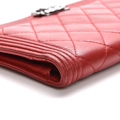 Chanel Lambskin Quilted Boy Yen Wallet Red 12 of 26