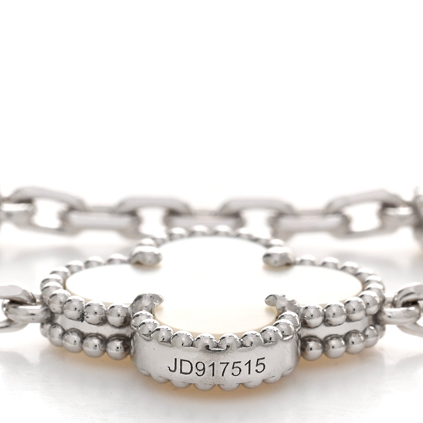 18K White Gold Mother of Pearl 5 Motifs Vintage Alhambra Bracelet