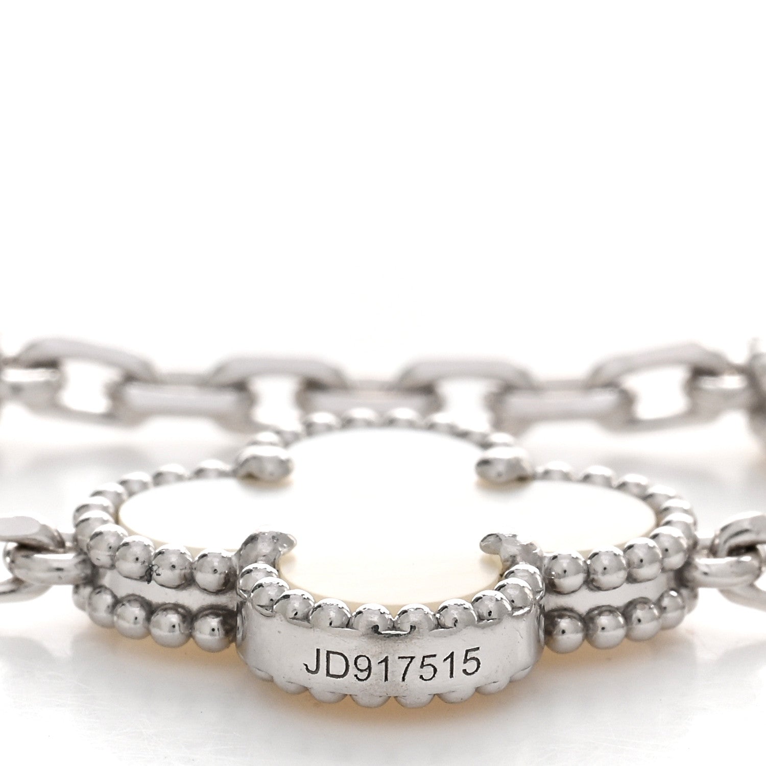 Van Cleef & Arpels 18K White Gold Mother of Pearl 5 Motifs Vintage Alhambra Bracelet 3 of 4