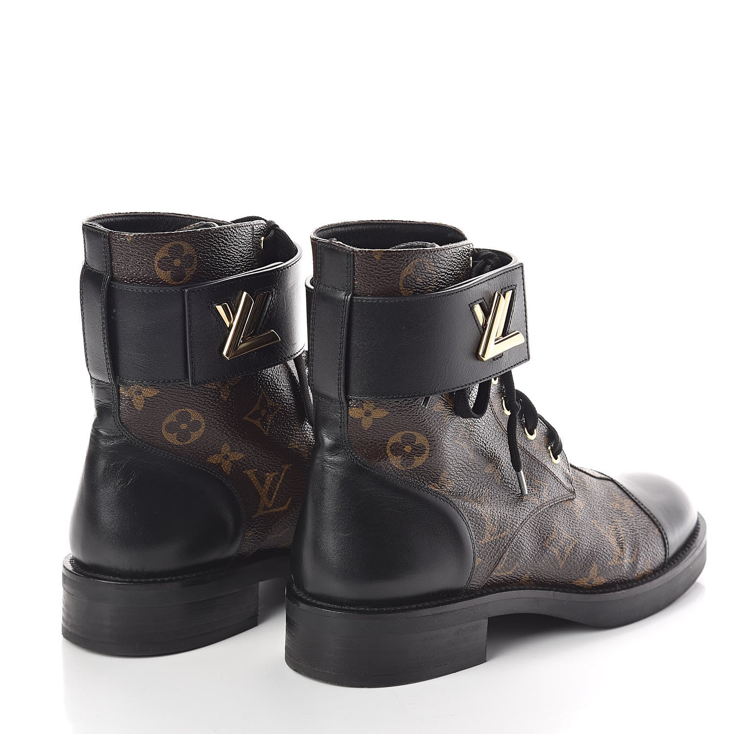 Louis Vuitton Calfskin Monogram Wonderland Flat Ranger Boots 38.5 Black 4 of 7