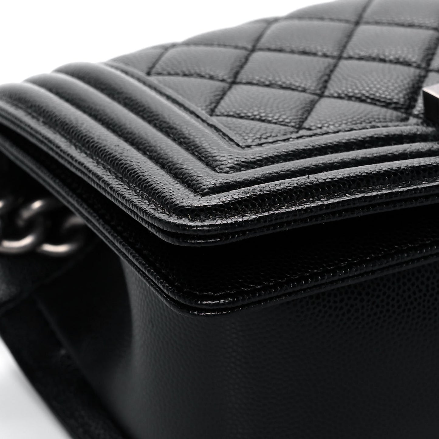 Caviar Quilted Small Boy Flap Black