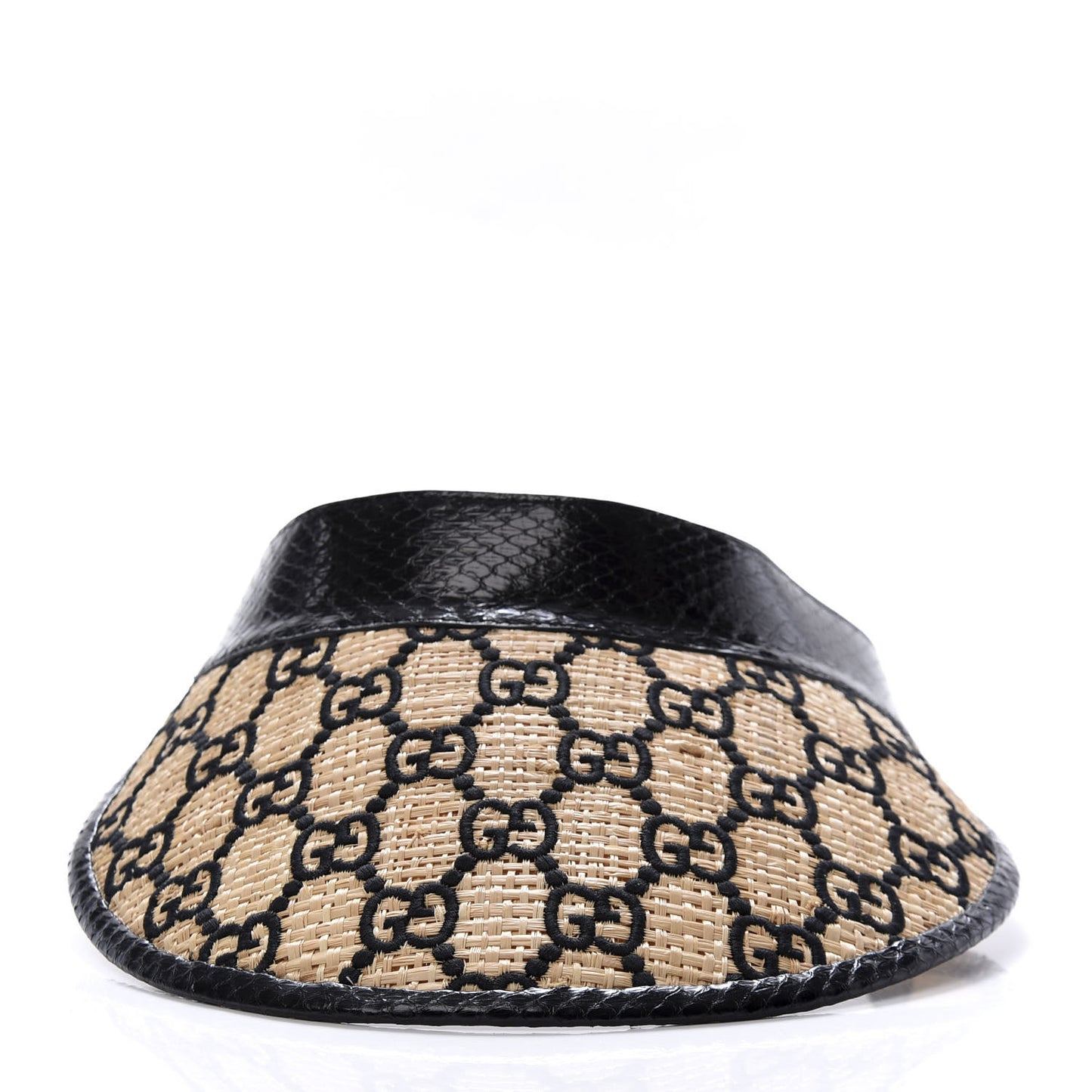 Raffia Elaphe GG Embroidered Visor M Ivory Black
