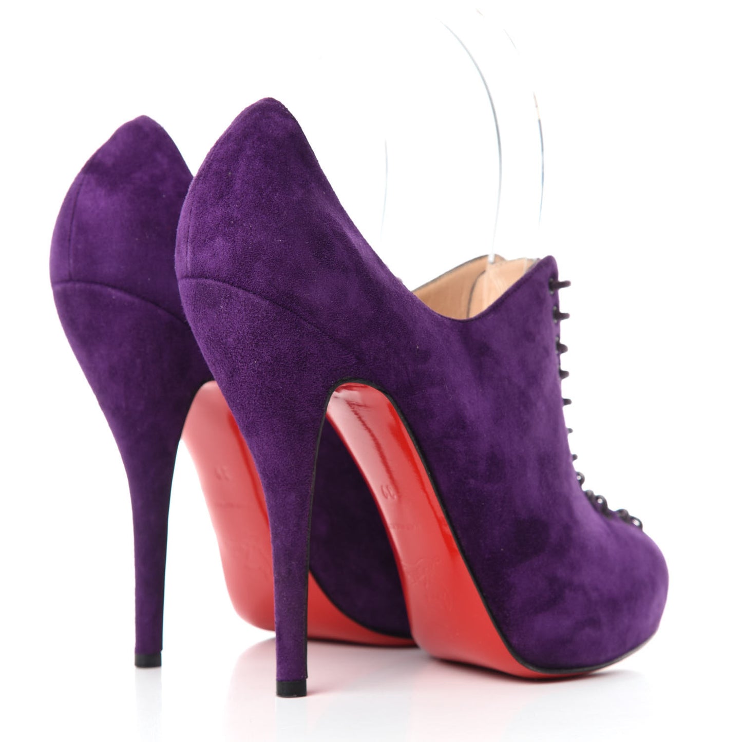 Veau Velours Lace Up Ankle Booties 39 Purple