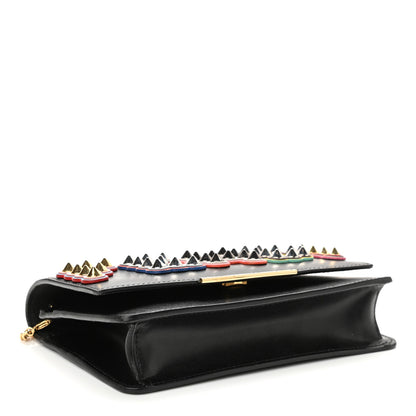Fendi Vitello Liberty Fun Fair Metal Studded Tube Wallet on Chain Black Multicolor 3 of 10