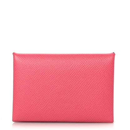 Hermes Epsom Calvi Card Case Rose Azalee 1 of 9