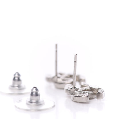 Chanel Crystal Mini Timeless CC Earrings Silver 3 of 5