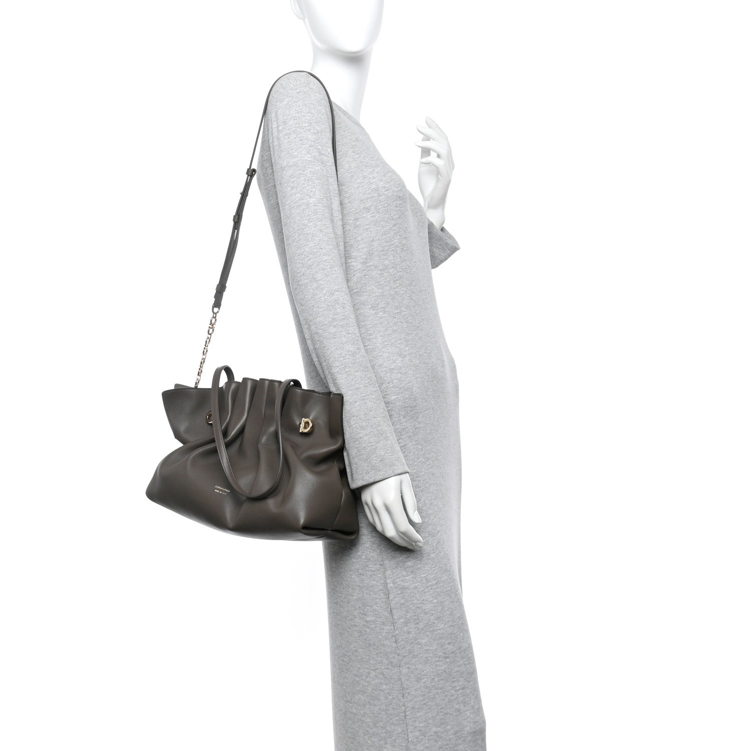 Salvatore Ferragamo Nappa Medium Soft Bag Cement 2 of 10