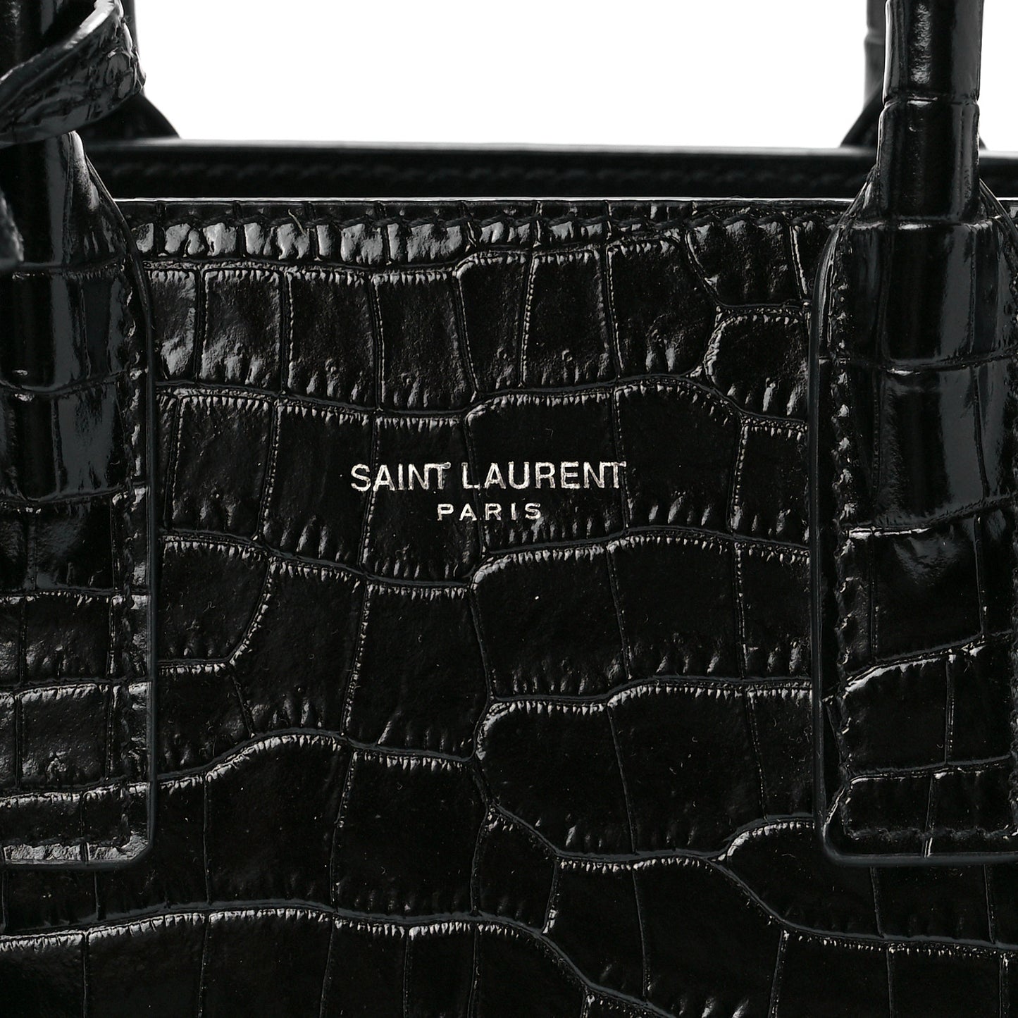 Calfskin Crocodile Embossed Nano Sac De Jour Black